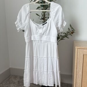 Trixxi White Puff Sleeve Mini Dress